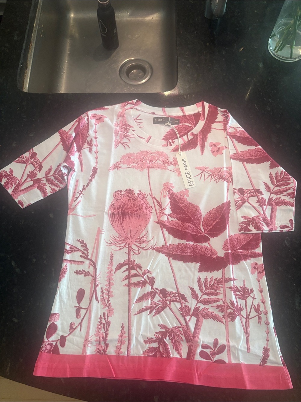 EPICE PARIS PINK WHITE COTTON TEE (S)